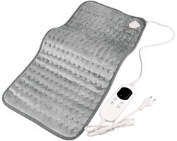 Elektrisch Verwarmend Kussen, Snelle Verwarmingstechnologie en Oververhittingbescherming, 6 Temperatuurniveaus, veiliges Verwarmend Kussen met 4 Timer soorten (grijs)