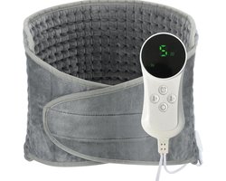 Elektrisch verwarmend kussen, Verwarmende lendenband met 9 warmteniveaus en automatisch uitschakelen, Machinewasbare lendenband voor rug, hals, buik - Grijs