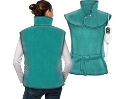 Elektrisch verwarmingskussen 60 x 85 cm voor rug, schouder en nek - warmtekussen met 3 temperatuurstanden - turquoise
