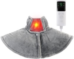 Elektrisch verwarmingskussen voor nek en schouders met 12 niveaus, 4-uurs timer, nekpijnverlichtend verwarmingskussen voor mannen en vrouwen, cadeau-idee
