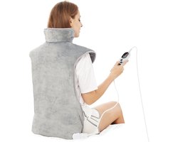Elektrisch verwarmingskussen voor rug, schouders en nek, 60 x 100 cm, 6 warmtestanden, automatische uitschakeltimer na 2 uur, snelle verwarming, machinewasbaar