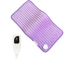 Elektrisch verwarmingskussen voor rug, schouders en nek, snelle verwarmingstechnologie, 6 warmtestanden, 4 timerinstellingen (afmeting: 30 * 60 cm, kleur: paars)