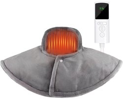 Elektrisch Warmtekussen - Elektrische Deken - Voor Nek En Schouders Met 9 Temperatuurniveaus En Ergonomisch Ontwerp - 1 Stuk - Grijs