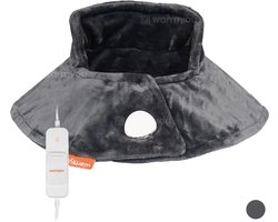 Elektrisch Warmtekussen Nek/Schouders 60×62 cm - 3 warmtestanden - Warmyou Hugum - Antraciet