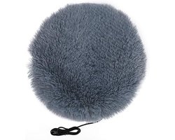 Elektrische Verwarmingsmat voor Huisdieren - Pluizig Rond Kussen met USB-oplaadinterface voor Katten en Honden