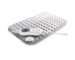 Goliving Warmtekussen elektrisch – Warmte Kussen Voor Nek en Schouder – 3 Warmtestanden – Timer–functie – Machinewasbaar – 100 Watt – Fleece – 30 x 40 cm – Grijs