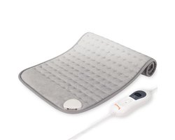 Goliving Warmtekussen Elektrisch – Warmte Kussen Voor Nek en Schouder – 3 Warmtestanden – Timer–functie – Machinewasbaar – 100 Watt – Fleece – 30 x 60 cm – Grijs