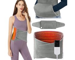 Infrarood Warmtegordel – Verwarmde Rugband - Verwarmingskussen voor de rug - Buikmassage - Warmte Kussen Oplaadbaar - Pijnverlichtende warmtekussen - 10 warmtestanden en automatische uitschakeling - Ideaal voor taille - buik en benen - 30 x 125CM
