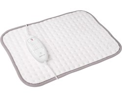 Inventum HNK18 elektrisch warmtekussen 44x33 cm - Automatische uitschakeling - 3 warmtestanden - Fleece - Verwarmingskussen - Heating pad - Wit/Grijs