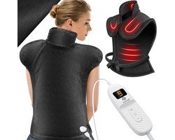 KESSER® Warmtekussen voor Rug, Nek en Schouders - Elektrische Verwarmingskussen met Afstandsbediening, Automatische Uitschakeling, 9 Warmte Standen, 89x65cm - Antraciet