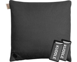 Kuddle Warmtekussen Oplaadbaar - Gebreid 'Cozy Grey' 45x45cm - Draadloos & Elektrisch - Inclusief 2 Powerbanks