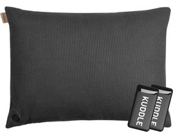 Kuddle Warmtekussen Oplaadbaar - Gebreid 'Cozy Grey' 45x60cm - Draadloos & Elektrisch - Inclusief 2 Powerbanks