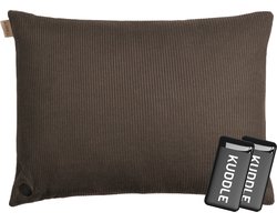 Kuddle Warmtekussen Oplaadbaar - Gebreid 'Mocha Brown' 45x60cm - Draadloos & Elektrisch - Inclusief 2 Powerbanks