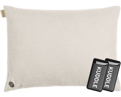 Kuddle Warmtekussen Oplaadbaar - Gebreid 'Off white' 45x60cm - Draadloos & Elektrisch - Inclusief 2 Powerbanks
