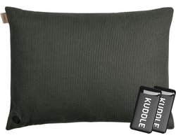 Kuddle Warmtekussen Oplaadbaar - Gebreid 'Olive Green' 45x60cm - Draadloos & Elektrisch - Inclusief 2 Powerbanks