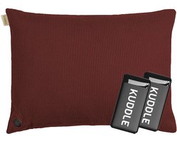 Kuddle Warmtekussen Oplaadbaar - Gebreid 'Wine Red' 45x60cm - Draadloos & Elektrisch - Inclusief 2 Powerbanks