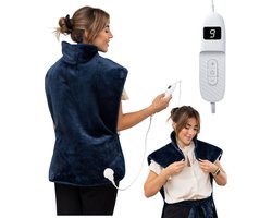 Lifeproducts Warmtekussen - Elektrisch Deken met 9 Warmtestanden - Elektrische Warmte Mat - Verwarmd Nek, Schouder en Onderrug - 100W - Blauw
