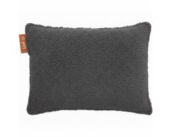 Lori® Warmtekussen - Elektrisch & Oplaadbaar - 45x60 cm - Draadloos & Infrarood - Rug, Nek & Schouder - Donkergrijs Teddy - Incl. Powerbank
