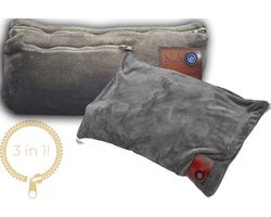 Nikki.Amsterdam | The.Wrap | Grey | Grijs | Draadloos | Incl. 10.000 mAh Powerbank | Infrarood | Warmtekussen | 3 functies | Nekkussen | Handwarmer | Zitkussen | Lendenkussen | Lendenrol | Kruik | Gebruiksduur: tot 14 uur