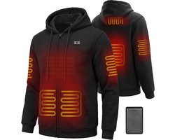 Oplaadbare Verwarmde Hoodie Heren met Krachtige Batterij - Warme Sweater met 6 Warmtezones