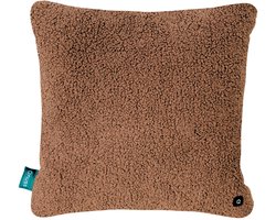 Qnuss Elektrisch Warmtekussen - Draadloos - Oplaadbaar - Energiebesparend & Duurzaam - Teddy - Hazelnut - 45x45 - Infraroodwarmte - Inclusief Powerbank