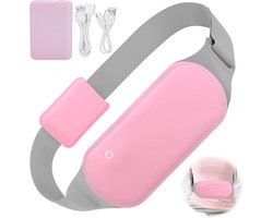 Sander Shop Draagbare menstruatieriem met 3 modi, temperatuur instelbaar, periode warmtekussen met 5000 mAh powerbank, menstruatiepijnverlichting, verwarmingskussen voor vrouwen (roze)