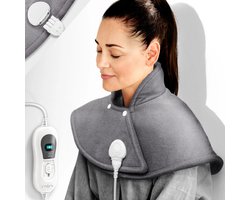 Sinnlein warmtecape- schouderverwarmer- elektrisch grijs voor schouder, nek en rug | Verwarmde cape met 3 temperatuurstanden & automatische uitschakeling | Warmtekussen met automatische uitschakeling en 100W