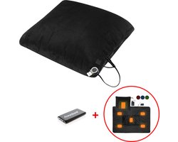 Sorprese Draadloos Warmtekussen - Elektrisch Verwarmd Kussen met Powerbank (10.000mAh) - 2-in-1 Warmtedeken - Zwart - 3 Warmtestanden - 36x36 cm & 105x150 cm - Fleece Deken