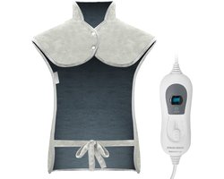 STAUS&BACH XXL Elektrische warmtekussen voor nek, schouder en rug - 93x73 cm - 3 Warmtestanden - Wasbare heating pad - Warmtekussen - Antraciet/Grijs - WarmWrap