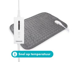 Tomado THP0403G - Elektrisch warmtekussen - 40 x 30 cm - 5 standen - Geschikt voor nek, schouders en rug - Grijs