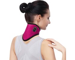 USB Nekverwarmingskussen - Elektrische Nekwrap - Warmer Fysiotherapie Verwarmde Nekbrace - 3 Instelbare Temperaturen - Automatische Uitschakeling - Roze rood