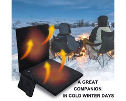 Verwarmd Stadion-Sitzkussen 40x40 cm – USB-Oplaadbaar Met 3 Warmteniveaus, Draagbaar Verwarmd Zitkussen Voor Outdoor Bleicher/Camping/Angeln(Zwart)