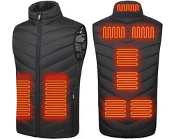 Verwarmd vest voor mannen met 9 verwarmingszones en 3 temperatuurstanden, elektrisch verwarmde kleding voor outdoor activiteiten