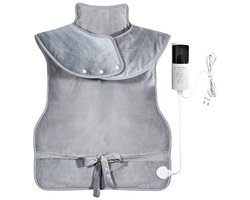 Verwarmend Halskussen, Hals- en Schouderverwarming, 9 Temperatuurniveaus en 4 Tijdsinstellingen, Losneembare en Wasmachineveilige Verwarmende Cape