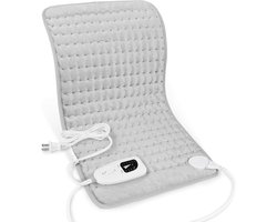 Verwarmingskussen - Elektrisch voor Rug, Nek en Gewrichten - Droge & Vochtige Warmte - Met Autouitschakeling - Cadeau voor Volwassenen - Lichtgrijs - 60x30 cm - 1 Stuk