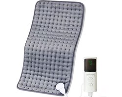 Verwarmingskussen - Elektrische Dekken met Droge & Vochtige Warmte - Voor Rug, Nek, Schouders en Buik - Automatische Uitschakeling - Ideaal voor Spierpijn, Ontspanning en Cadeau - Lichtgrijs - 30x60 cm (Extra Groot)