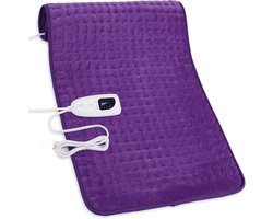 Verwarmingskussen, elektrische verwarmingskussens voor de rug, warmtekussen voor de buik, schouder, knie, meerdere temperaturen en automatische uitschakeling (donkerpaars, 33'' × 17'' Europese standaardstekker)