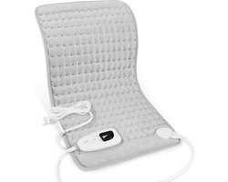 Verwarmingskussen, elektrische verwarmingskussens voor rug, Vaderdagcadeaus voor papa's, knieën, armen en benen, droge/vochtige warmte en automatische uitschakeling, verjaardagscadeaus voor mannen (lichtgrijs, 61 x 30 cm，Europese standaardstekker)