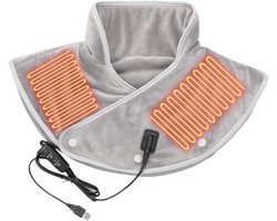 Verwarmingskussen Nek Schouders - Verwarmde Wrap - Ontspanning Spierpijn - Instelbare Warmte - 22 x 16 cm - Grijs