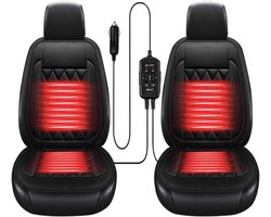 Verwarmingskussen voor autostoelen - Verwarmingskussen voor twee autostoelen - Luxe verwarmingskussen voor autostoelen - Set van twee - Instelbare temperatuur op twee niveaus - Autostoelverwarming - 12V verwarmingskussen voor autostoelen - Zwart