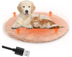 Verwarmingsmat voor huisdieren - 40 x 40 cm, USB-oplaadbaar, elektrische deken, pluche kussen voor honden en katten