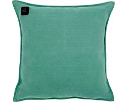 Warmpi® Draadloos Warmtekussen incl Warmpi® Powerbank (10.000mah) - Chenille Turquoise - Elektrisch Verwarmd sierkussen heeft ook kabel van 3m voor opwarming via stopcontact of USB Poort - 3 standen - Afmeting 45x45cm - oplaadbaar infrarood kussen