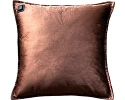 Warmpi® Draadloos Warmtekussen incl. Warmpi® Powerbank (10.000mah) - Fluweel Bruin - Elektrisch verwarmd sierkussen heeft ook kabel van 3m voor opwarming via stopcontact of USB Poort - 3 warmtestanden - kussen 45x45 cm - bruine velvet stof