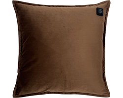 Warmpi® Draadloos Warmtekussen incl. Warmpi® Powerbank (10.000mah) - Fluweel Bruin - Elektrisch verwarmd sierkussen met geïntegreerde kabel van 3m voor opwarming via stopcontact of USB Poort - 3 standen - Kussen 45x45 cm - Zachte Velvet stof