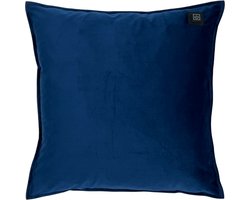 Warmpi® Draadloos Warmtekussen incl. Warmpi® Powerbank (10.000mah) - Fluweel Donker Blauw - Elektrisch verwarmd sierkussen met geïntegreerde kabel van 3m voor opwarming via stopcontact of USB Poort - 3 standen - Kussen 45x45 cm - Zachte Velvet stof