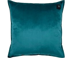 Warmpi® Draadloos Warmtekussen incl. Warmpi® Powerbank (10.000mah) - Fluweel Teal / Petrol - Elektrisch verwarmd sierkussen met geïntegreerde kabel van 3m voor opwarming via stopcontact of USB Poort - 3 standen - Kussen 45x45 cm - Zachte Velvet stof