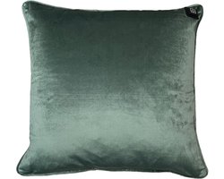 Warmpi® Draadloos Warmtekussen incl. Warmpi® Powerbank (10.000mah) - Fluweel Zilvergroen - Elektrisch verwarmd sierkussen met geïntegreerde kabel van 3m voor opwarming via stopcontact of USB - 3 standen - Kussen 45x45 cm - Zachte Velvet stof Groen