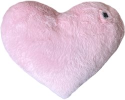 Warmpi® Hartvormig Warmtekussen - Draadloos - Warm aan 2 kanten - Infrarood tot 65°C - Roze zachte imitatiebont - incl. Warmpi® Powerbank (10.000mah) - 3 warmte standen - Afmeting 36x30 cm - geschenk valentijn - valantijnscadeau - hart kussen