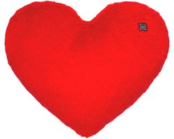 Warmpi® Hartvormig Warmtekussen - Warm aan 2 kanten - Draadloos - Infrarood tot 65°C - Zachte Imitatiebont Rood - incl. Warmpi® Powerbank (10.000mah) - 3 warmte standen - Afmeting 36x30 cm - Valentijns geschenk - valentijn cadeautje voor haar