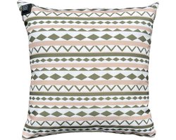 Warmpi® Outdoor Draadloos Verwarmd Tuinkussen incl Warmpi® Powerbank (10.000mah) - Groen met Patroon - Waterafstotend en UV-bestendig - 3 warmtestanden - Warmtekussen voor buiten en binnen - Afmeting 45x45 cm - buitenkussen / terras